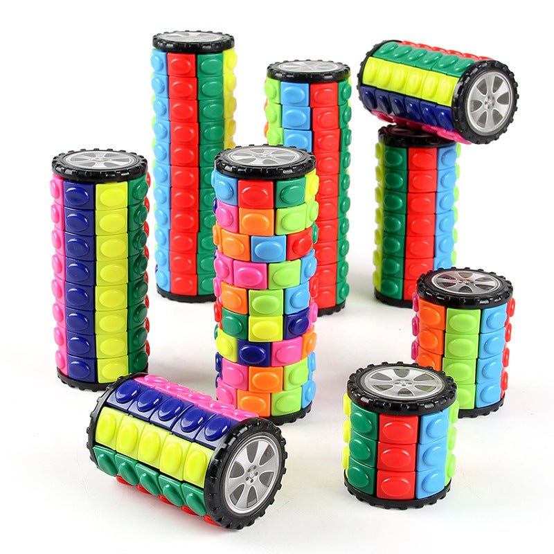Creative Intelligence Decompression Toy Three-Dimensional Magic Tower Color Corn Rubik'S Cube Three-, Four-And Five-Step Cylindrical Rotating Rubik'S Cube - Image 4